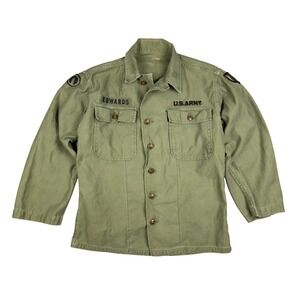 Vtg US Army OG-107 Utility Shirt Men's M Olive Cotton Sateen Vietnam Era 50s 60s